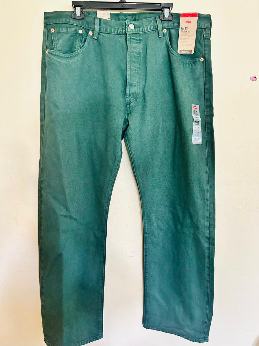 NWT Levi's 501 Original Fit Men's Jeans - Dark Green 38x30
